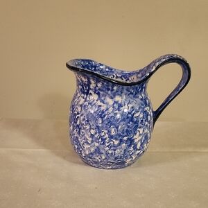 Vintage Stangl Pottery  "Town & Country" Blue & White Spongeware Pitcher